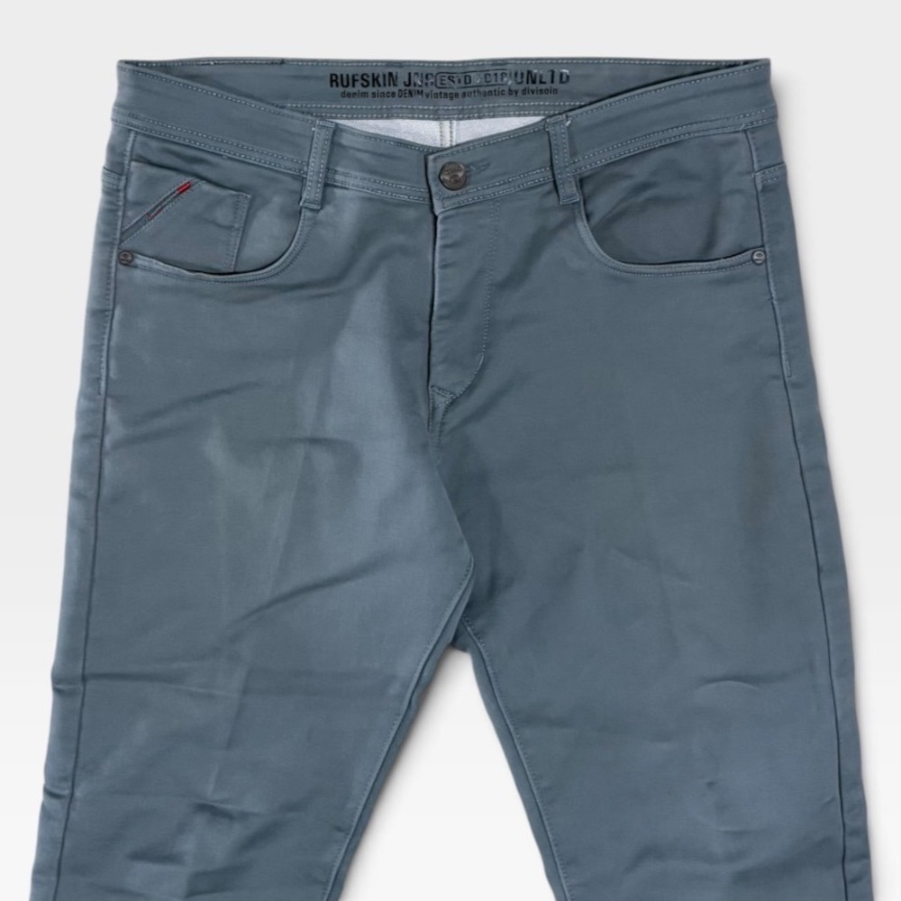 Rufskin Industrial Denim Pants Mens 36x29 Slim Fit Coated Slate Blue